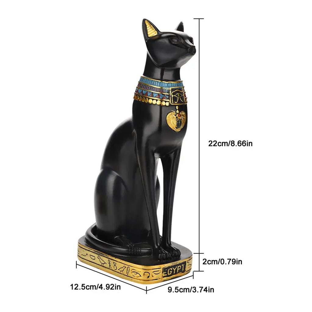 Estátua de resina de gato egípcio, ornamentos decorativos exclusivos com tema animal para decoração de sala de estudo