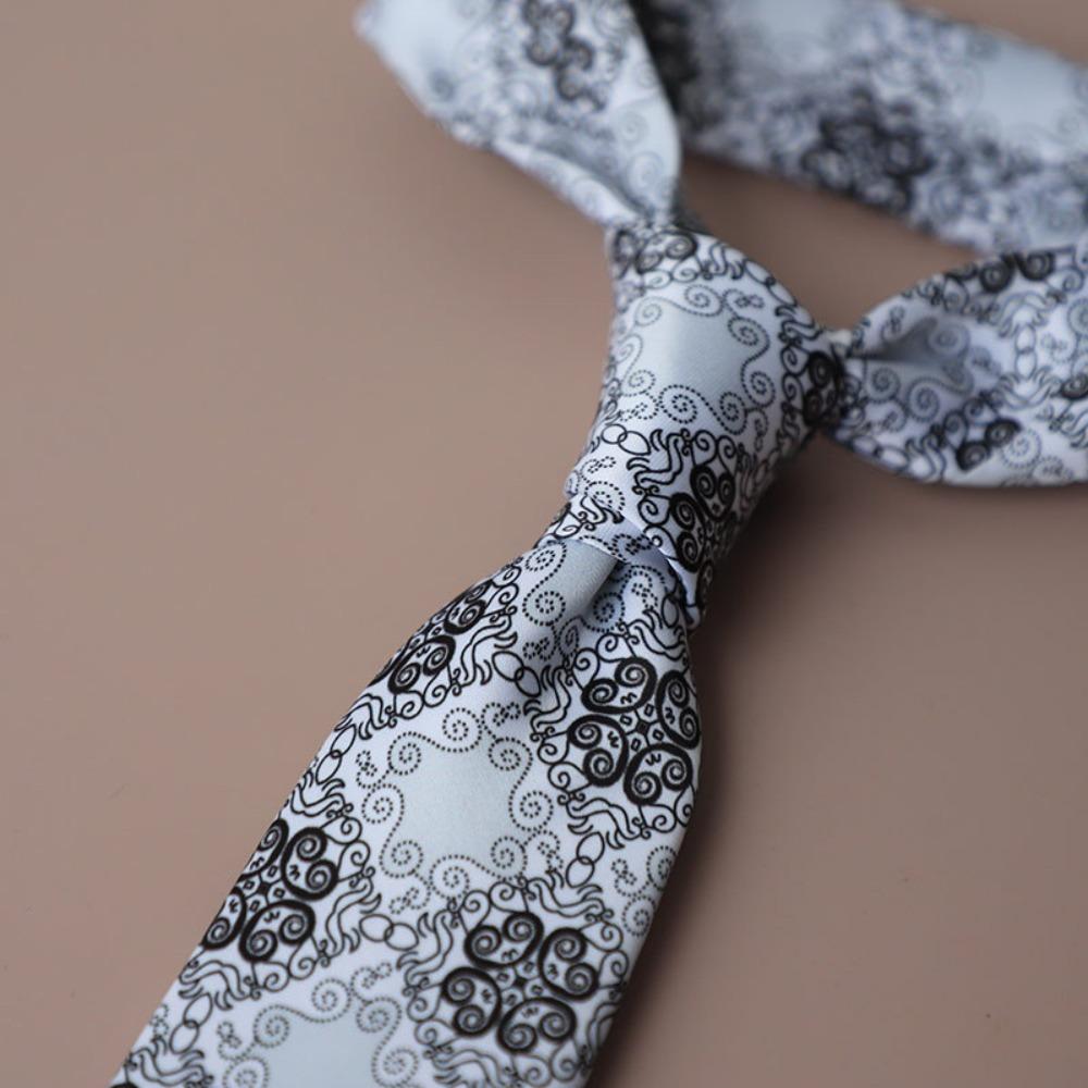 Cravat Retro Imitation Silk Necktie 8CM Adjustable Elegant Men's Necktie Geometric Gentleman Business Suit Accessories Adult