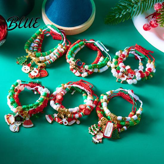 Seasonal Bracelet Christmas Bracelets for Women Handmade Clay Beads Stretch