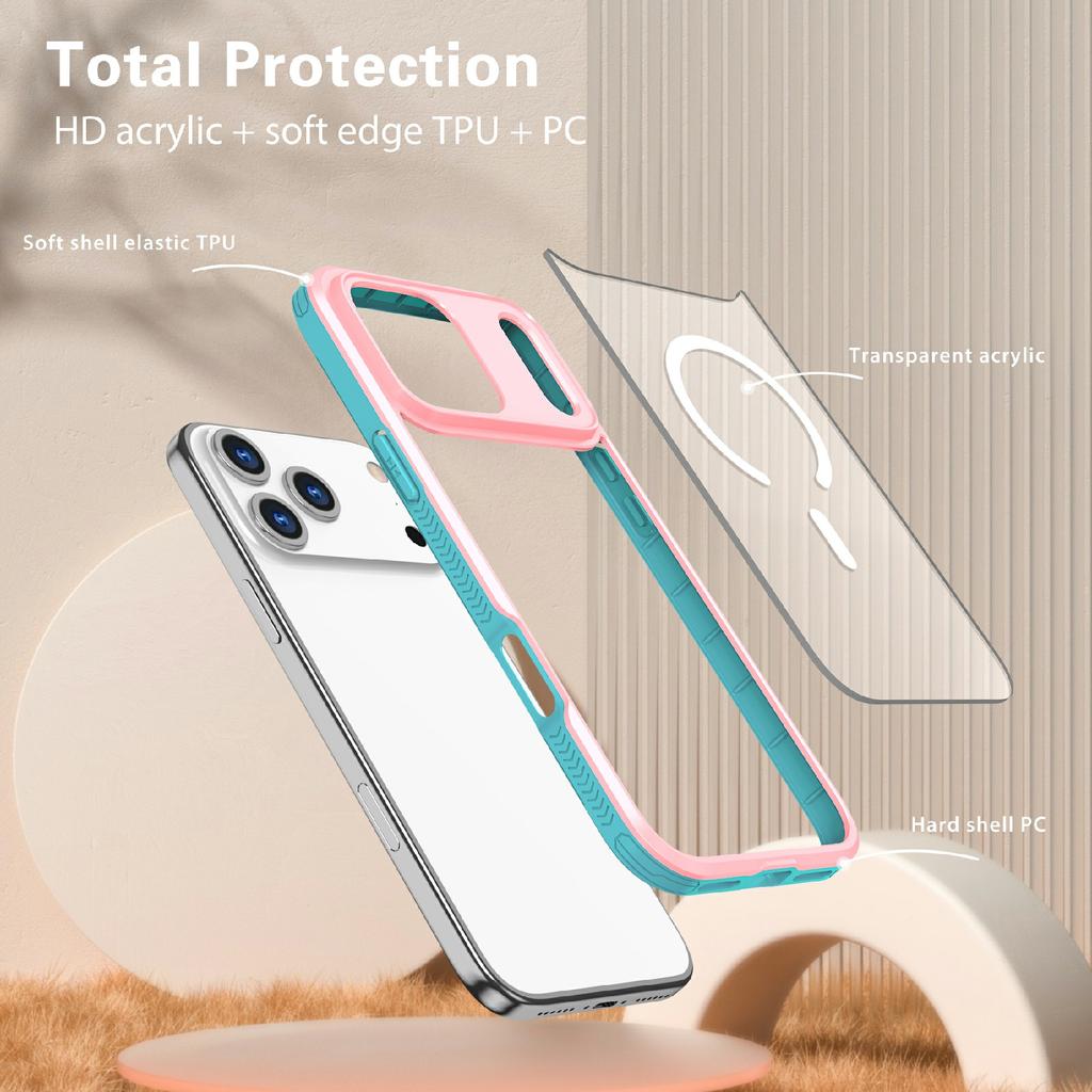 For iPhone 17 Pro Case Compatible with MagSafe TPU PC Clear Phone Back Cover