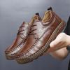 FashionHandmade Soft Soled Men's Genuine Leather Shoes Comfortable Casual Shoes Outdoor Jogging Shoes Wear-resistant Men's Loafers