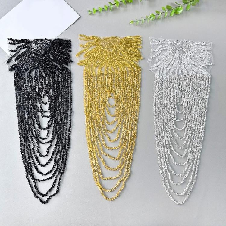 Pair Of Sequins Fringe Shoulder Patches For Party Attire Comfortable Long Wear Decorative Accent