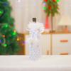 Qiao Ding Christmas Sequin Wine Bottle Cover Set – Plush Drawstring Table Decoration