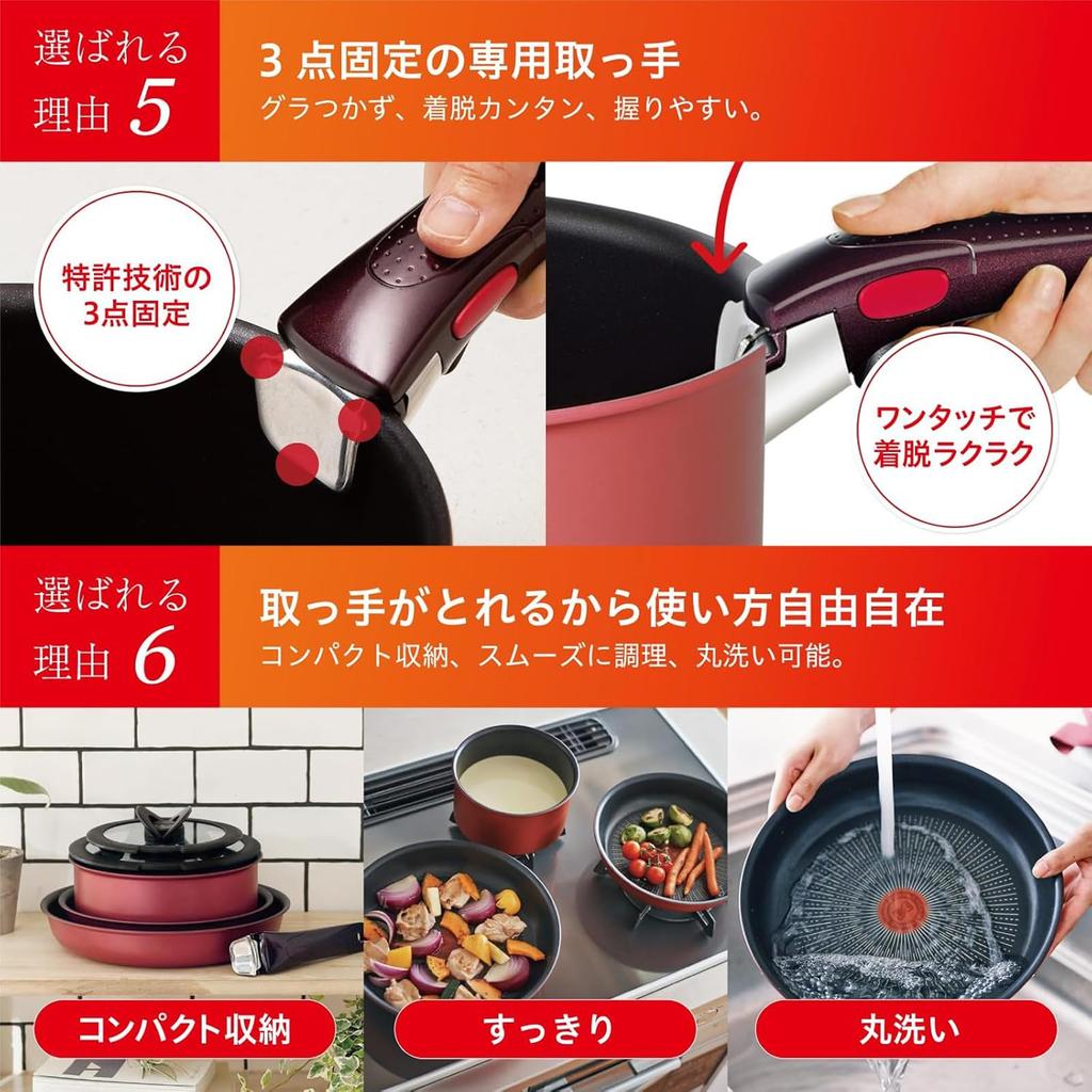 Tefal Ingenio Neo IH Rouge Unlimited Wok Pan, 26cm, with Detachable Handle, Suitable for Induction and Gas Stoves, Model L38377