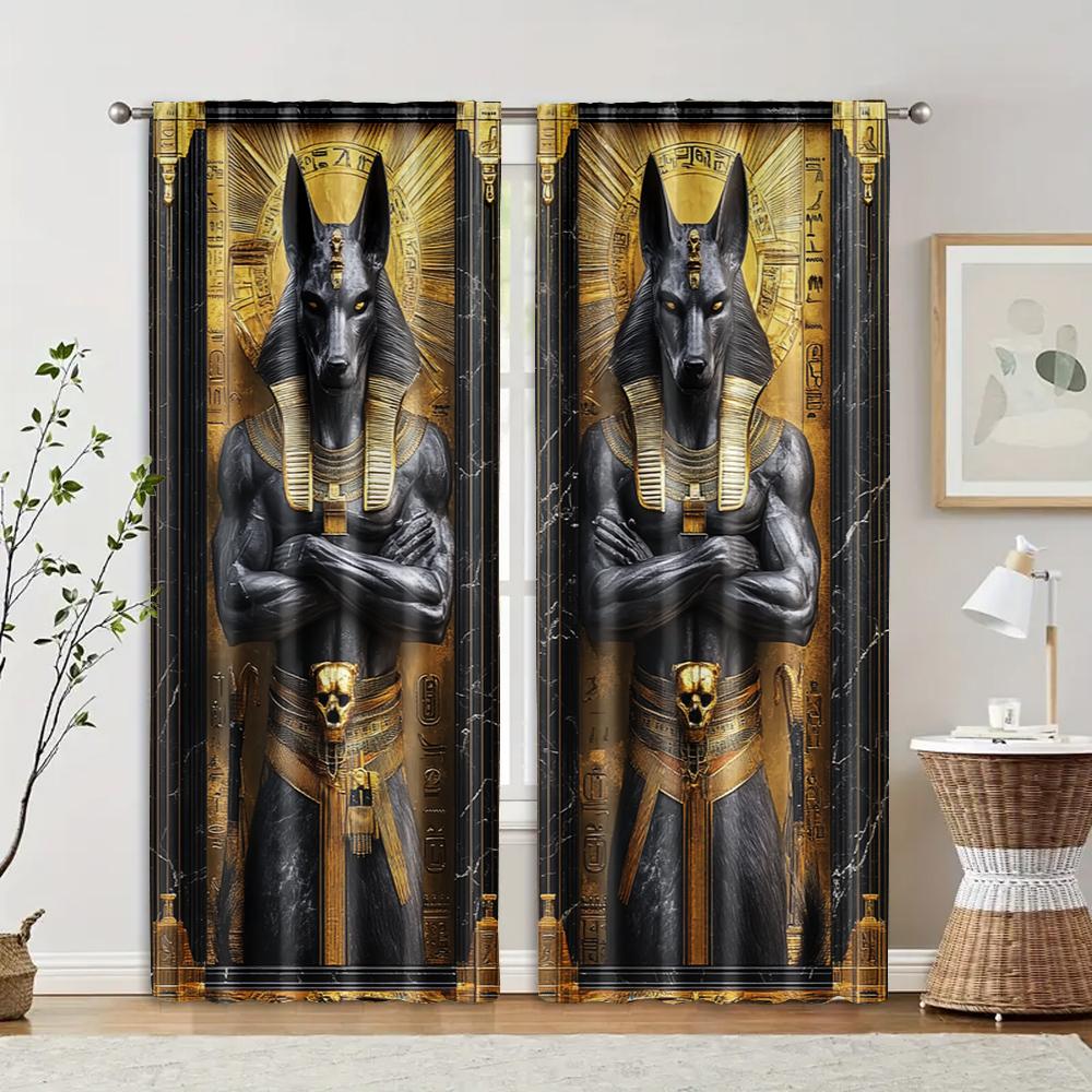 2pcs   Curtains&Window Treatment Inspired by Egypt Anubis Machine Washable (without Rod) Stuff Clearance for Bedroom   Living