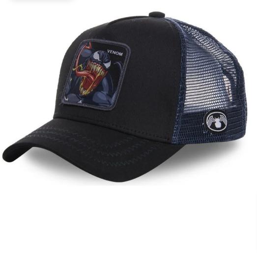 Mesh Back Adjustable Baseball Cap with Character Patch Front Panel Structured Design Breathable Trucker Hat for Casual Wear One Size