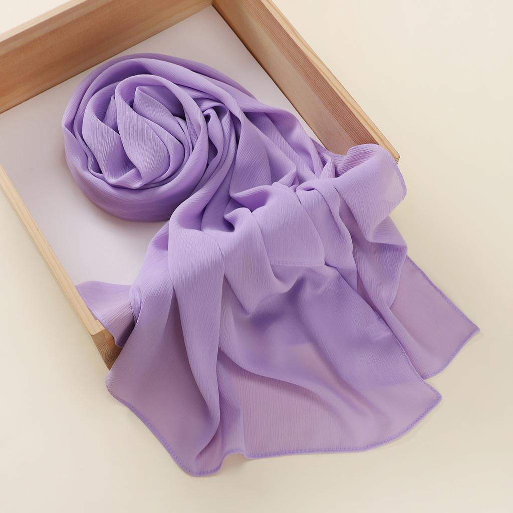 Muslim Plain Crinkle Hijabs Heavy Chiffon Scarf Arab Crepe Shawl Wraps Islamic Headband Solid Color Foulard Women