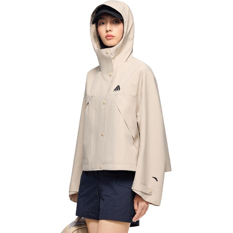 

Anta Удобная повседневная минималистская куртка с капюшоном и принтом в виде букв, женская куртка телесного цвета-хаки 962437603-6 XS