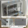 Wooden Hamster Cage, 3 Levels with Hideaway, Wheel, Ramps, Transparent Panel, Separate Compartments, 80x50x84cm, Grey