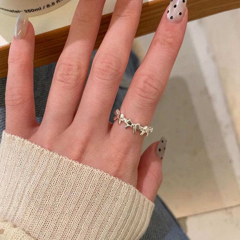 VENTFILLE 925 Sterling Silver Bow Tie Ring For Women Girl Birthday Gift Sweet Cute Romantic Jewelry Accessories Dropshipping