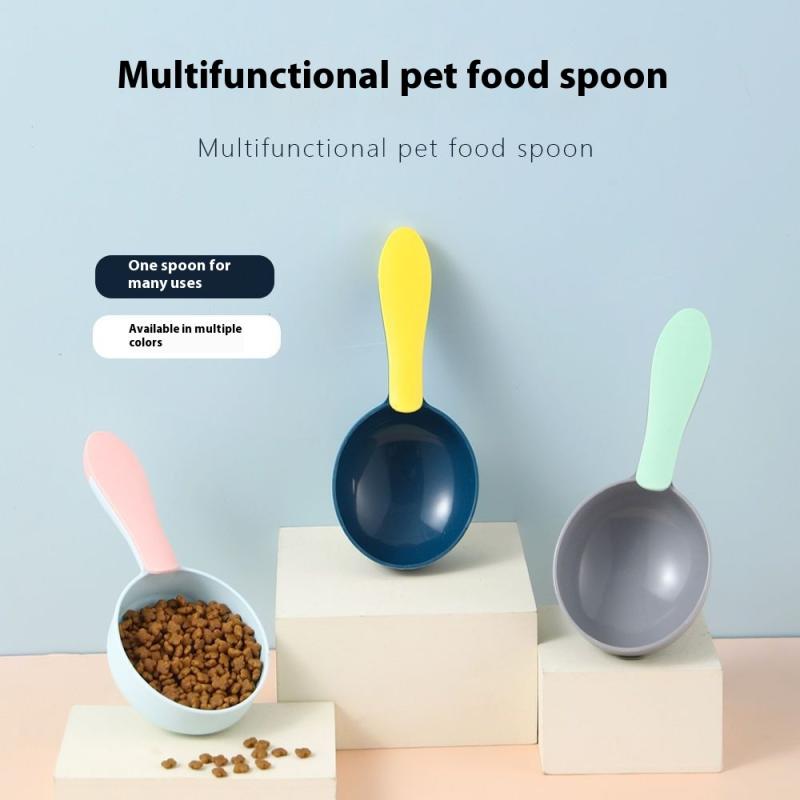 Pala pentru hrana animalelor de companie Cupa pentru hrana pisicilor cu clips de sigilare Multifunctional Plastic Hrana pentru animale de companie Dedicat Măsurare Lingura pentru hrana animalelor de companie