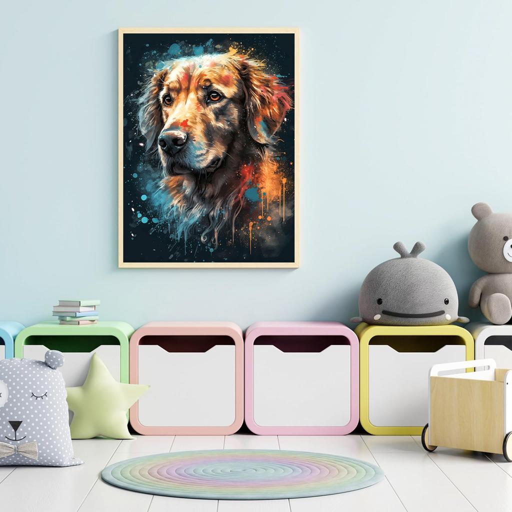 Diamantmalerei zum Selbermachen, süßer Golden Retriever, Kreuzstich-Set, Mosaikkunst, Diamantmalerei, voller Kreis/quadratischer Diamant, Heimdekoration