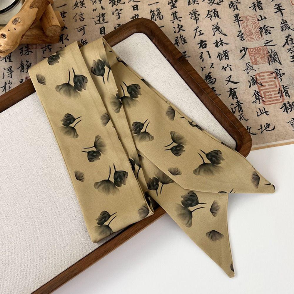Hair Tie Ink Painting Silk Scarf Long Ancient Hair Band Ancient Style Long Silk Scarf  Headband