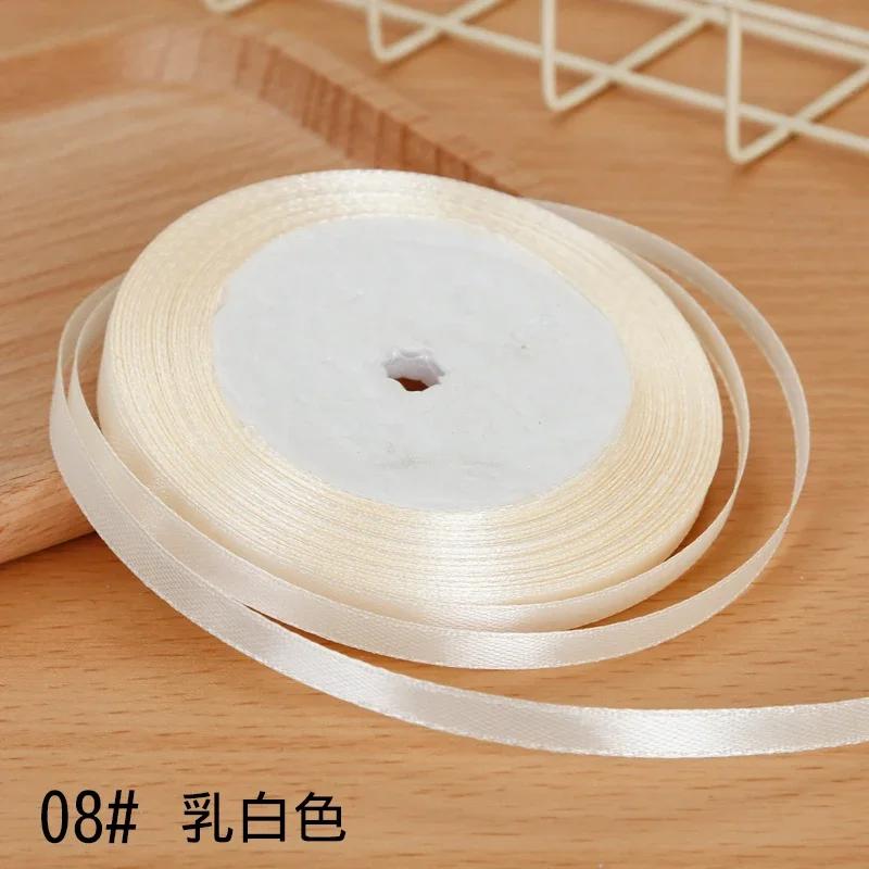 6mm Satin Ribbon DIY Artificial Silk Material Christmas Halloween Wedding Birthday Party DecorationHandmade Bows Gift Wrapping