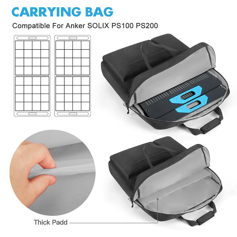 Solar Panel Storage Bags Waterproof Solar Board Protective Handbag Large Capacity for Portable Solar/BLUETTI 100W & 200W