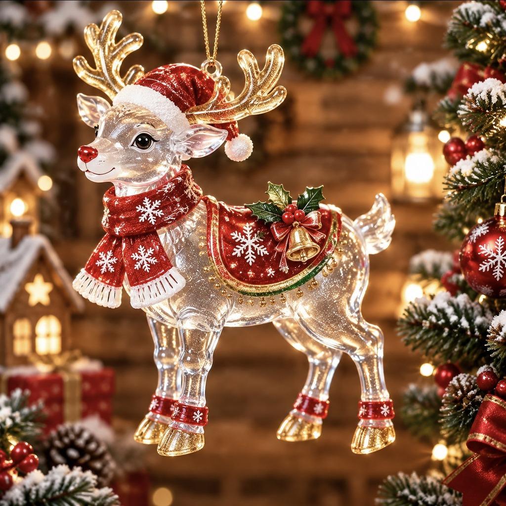 2D Acrylic Christmas Reindeer Hanging Ornament Fashion Ornament for Car Backpack Holiday Decoration For Holiday Home