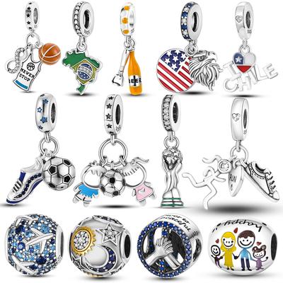 2023 Expect Amazing Carnival Charms Bead 925 Silver Play Football Dangle Fit Bracelet Necklace Diy Jewelry