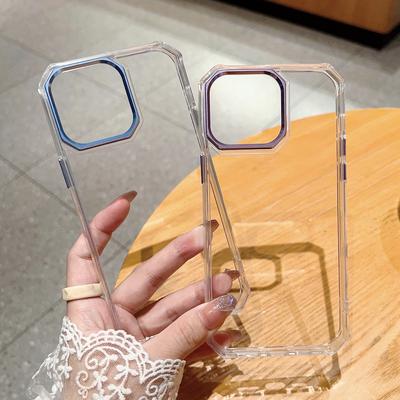 Luksusowy pryzmatyczny zderzak metalowy aparat koło etui na telefon dla Iphone 14 13 12 11 Pro Max całkowicie przezroczysty twardy komputer + obudowa z tpu