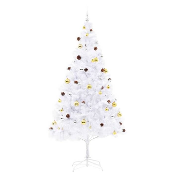VidaXL Pre-lit Artificial Christmas Tree with Balls, Christmas Tree with LEDs, Holiday Decoration, Party Ornament 321504