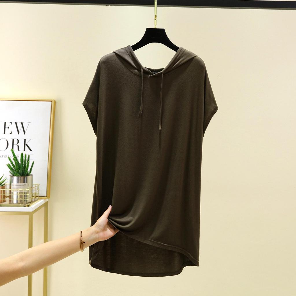 Γυναικείο Μπλουζάκι με Κουκούλα, Μοντάλ, Κοντομάνικο, Αντηλιακό - Άνοιξη/Καλοκαίρι, Μεγάλο Μέγεθος, Στενό, Καθημερινή Άνετη Εφαρμογή