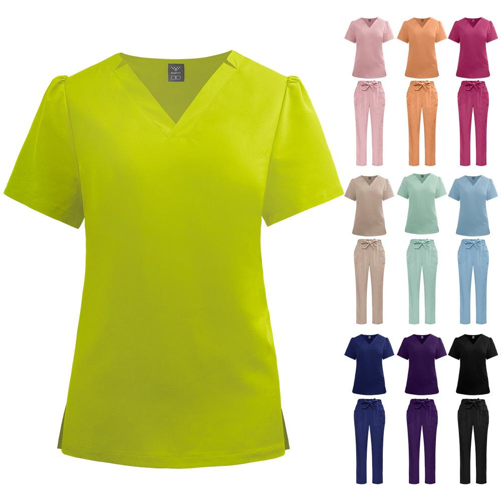 Women's new quick-drying thin beauty salon SPA club bow solid color hospital work nurse uniform hand wash