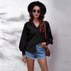 New Women Long Sleeve Blouse Button Down Collar Blouson Sleeve Shirt Solid Color Business Casual Tops Office Work Clothes Daily Wear Fashion S XL