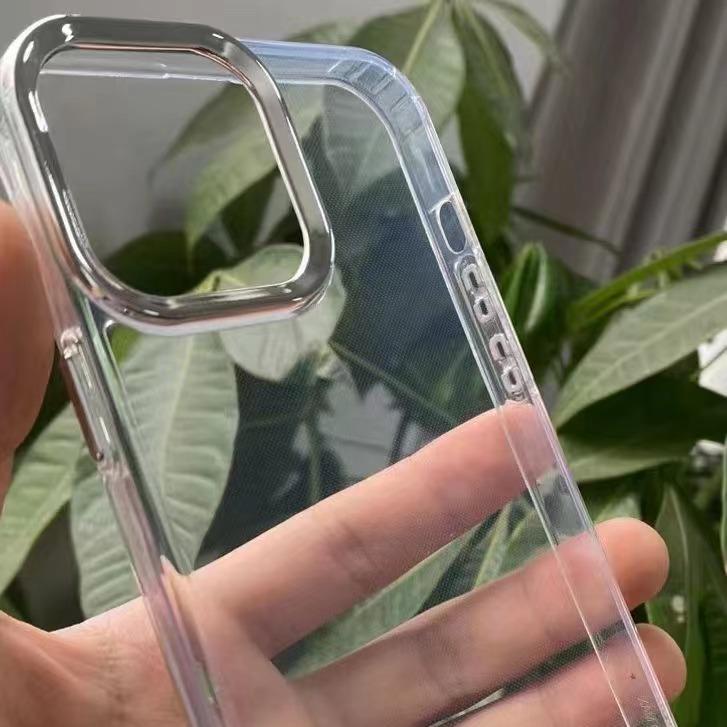 

Simple and High-end Transparent Electroplating Lens IPhone16promax Apple 15 Mobile Phone Case 14/12 Color Painting Apple 16Plus