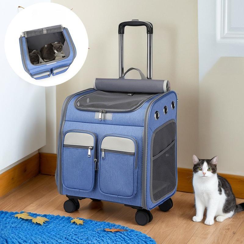Large Capacity Pet Trolley Case Cat Backpacks Pet Carrier for Cats Handbag Foldable Pet Bag Bags Breathable Cat Carriers Bags