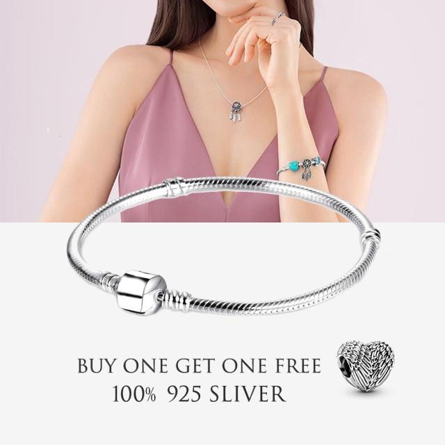 New S925 Sterling Silver Moments Crown O Clasp Snake Chain Bracelet Fit Original Sliver Charms For Women Diy Making Jewelry