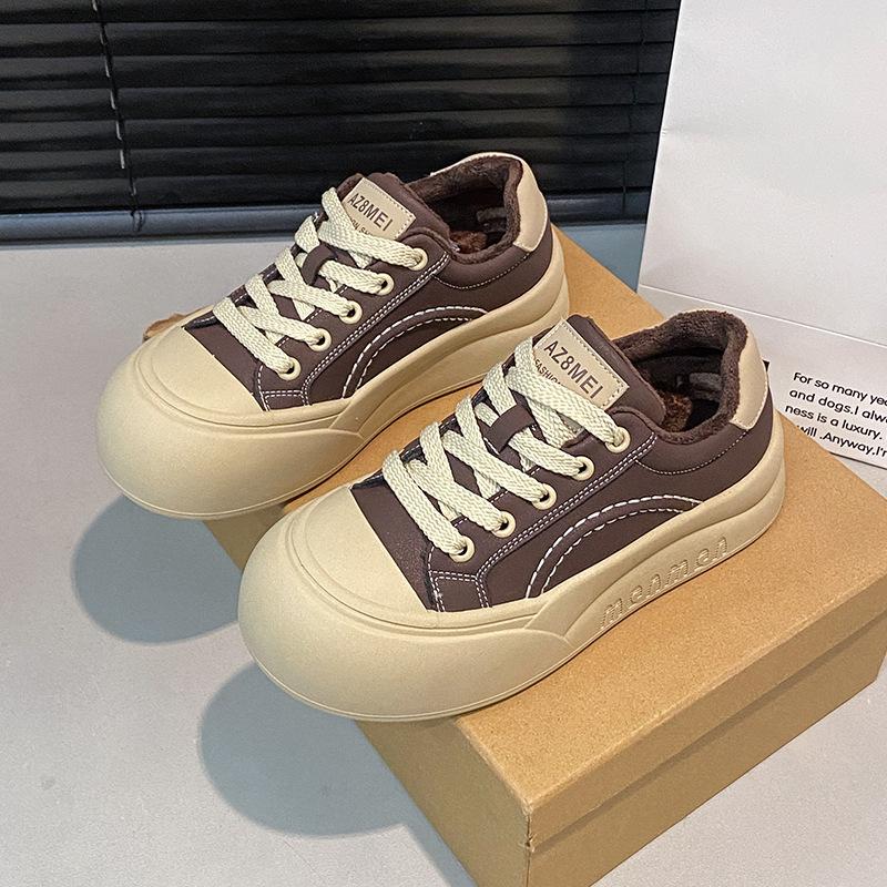 

Comfortable and versatile casual shoes women s spring and autumn 2025 new sports shoes ugly cute big head shoes bread shoes board shoes 40 верблюд