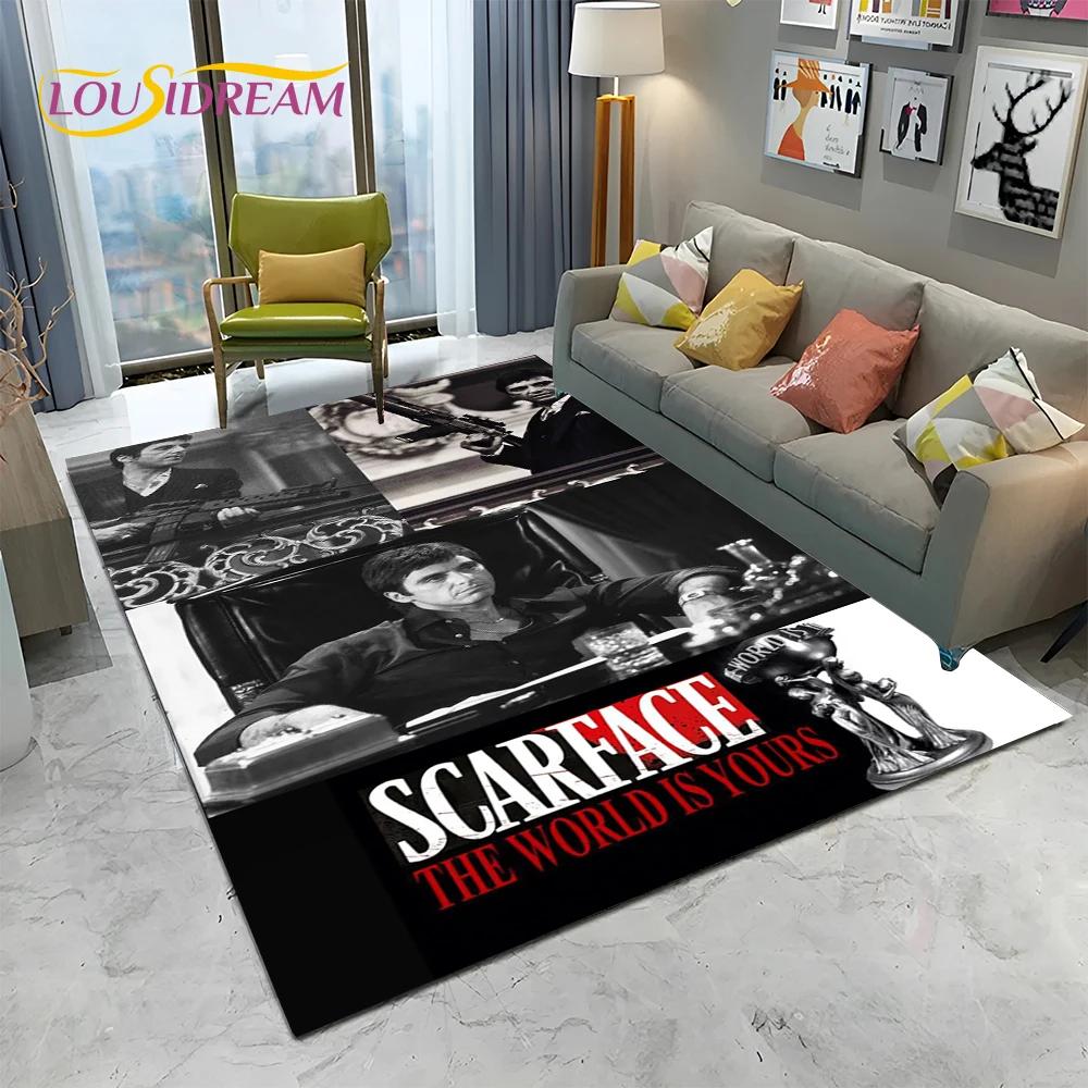 Scarface 3D Classic Film Tony Teppich für Zuhause Wohnzimmer Schlafzimmer Sofa Fußmatte Dekor, Kinder Spielbereich Teppich Rutschfeste Bodenmatte