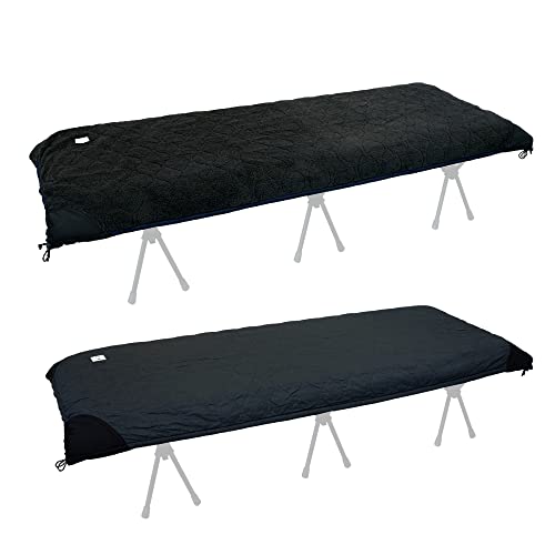

HOTEL CAMPS Cot Cover with Boa, 3-Layer Insulated Aluminum Sheet, Reversible, Can be Used as a Blanket, and Machine Washable (Black)