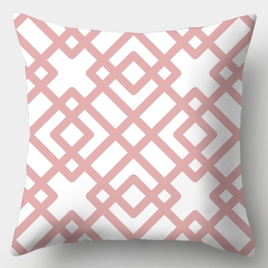 Pink Plaid Pillowcase Square Sofa Pillowcase Striped Plaid Cushion Cover