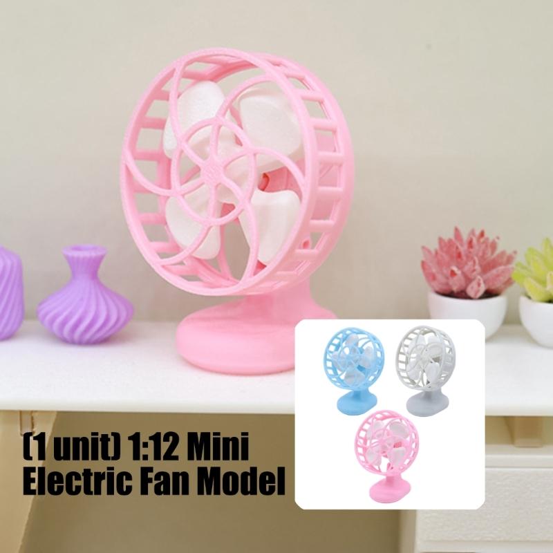 Miniature Electric Fan Model Figurine For 1/12 Doll House Landscape Realistic Design Cooling Fan Decorative Accessory