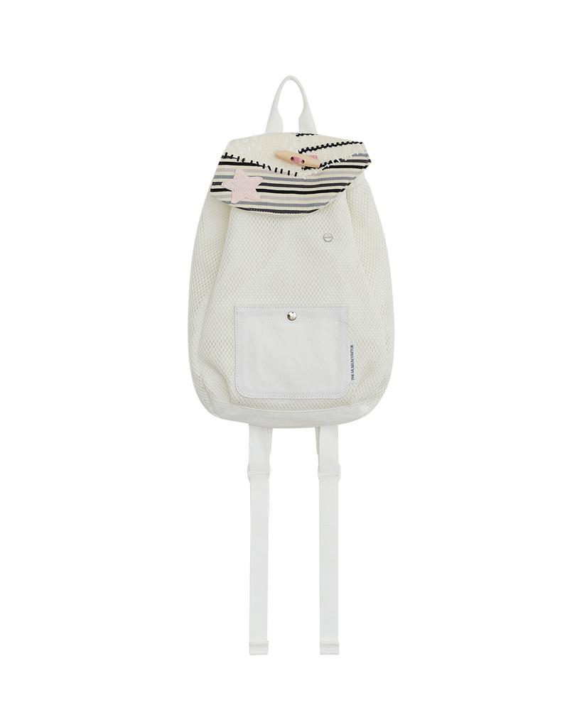 Themuseumvisitor Patchwork String Mesh Mini Backpack (White)