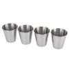 4 Stück Edelstahl-Wasserglas mit schwarzer Leder-Tragetasche für Outdoor-Camping, praktisches Reise-Whiskey-Wein-Glas