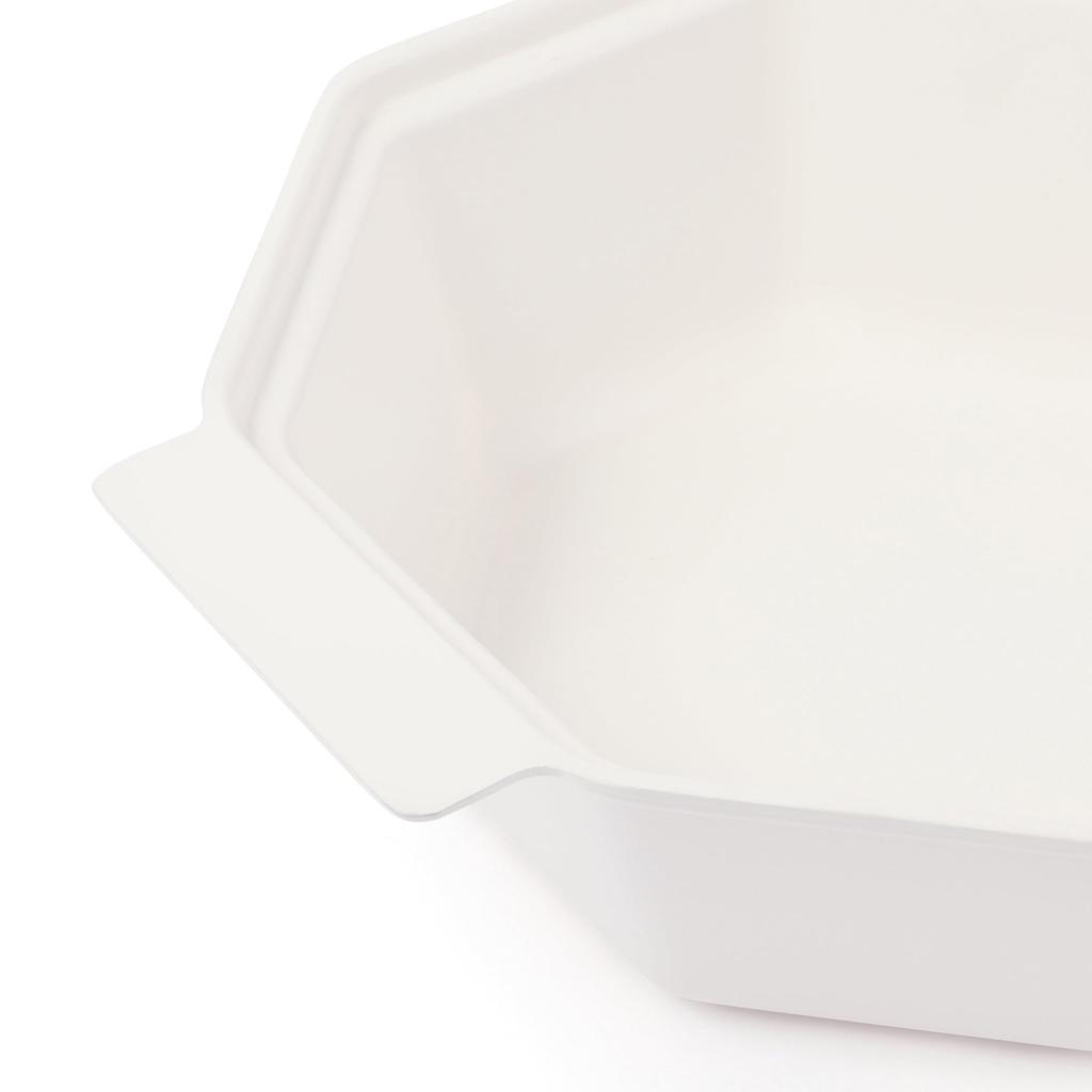 Francfranc Diamond Lightweight Cooking Pot 25cm White, 3-4 servings, Double-handled pot, Suitable for direct heat and induction cooktops, Ceramic