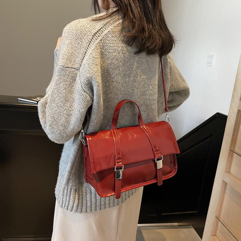 Retro přenosná malá taška pro ženy, zimní velkokapacitní dojíždějící dokumenty, malá čtvercová taška přes rameno