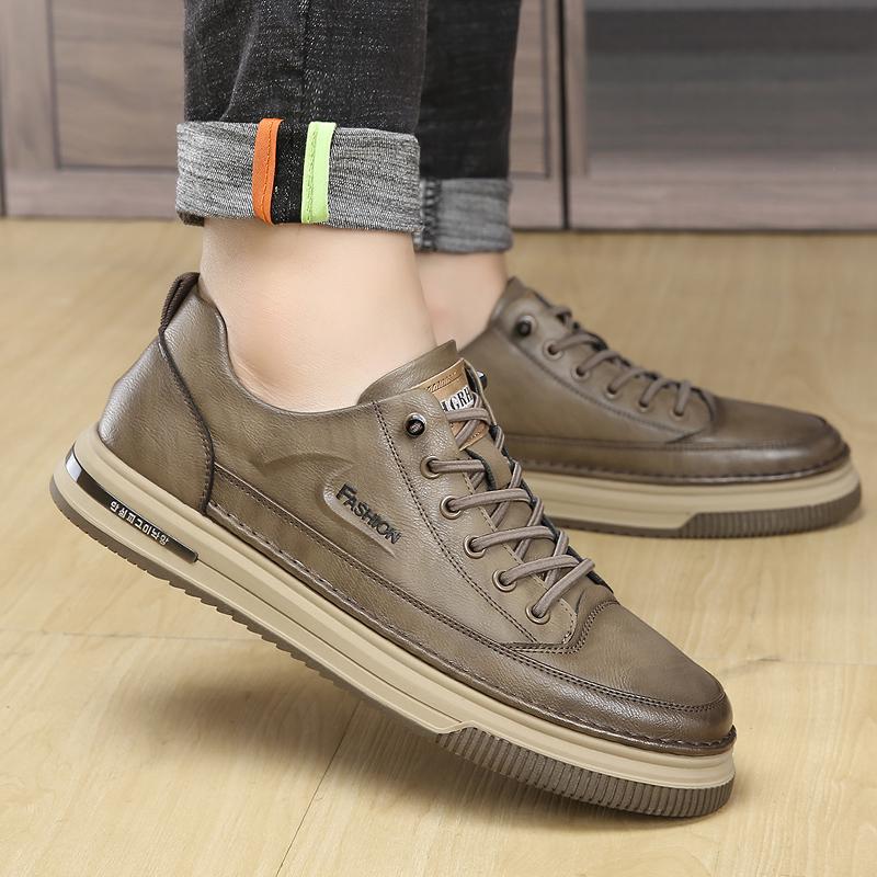 Zapatos Casuales de Hombre de Alta Calidad Zapatillas Transpirables para Hombre con Cordones Zapatos Planos de Cuero para Hombre Cómodos Zapatos de Skate para Hombre Calzado Masculino