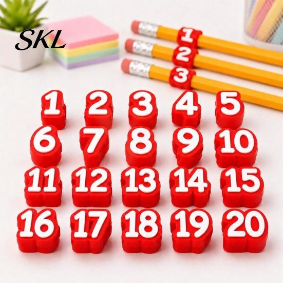 Numbered Pencil Caps for Students 20 Pcs 1-20 Toppers, Reusable Classroom Organization Labels Teacher Supplies Teachers, Tracking Markers Clip