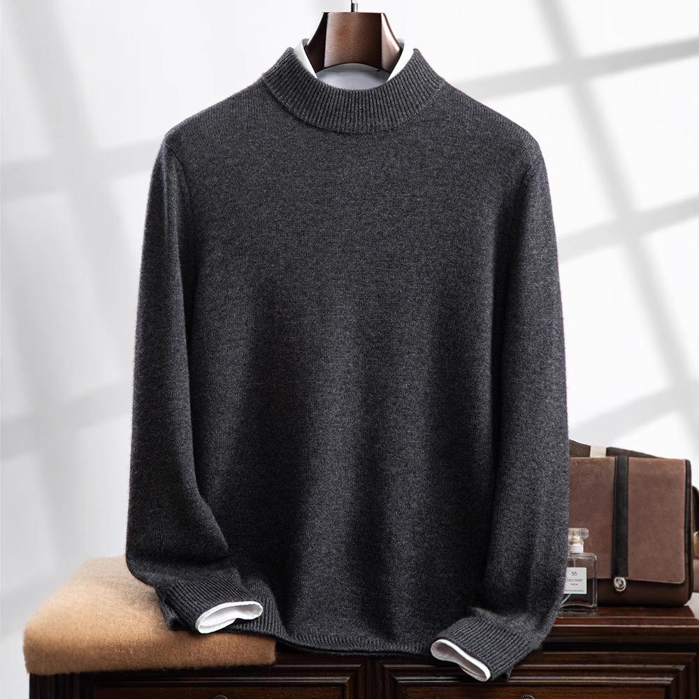Cashmere sweater, semi-turtleneck sweater, loose and thickened long-sleeved bottomed knitted sweater, with a new top inside.