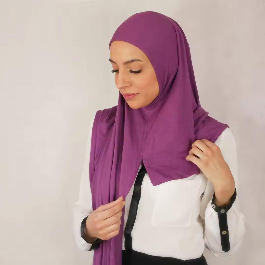 Newest Soft Cotton Jersey Hijab Double Loop Instant Hijab Muslim Headwrap Islamic Headscarf Headwrap Turban Tube