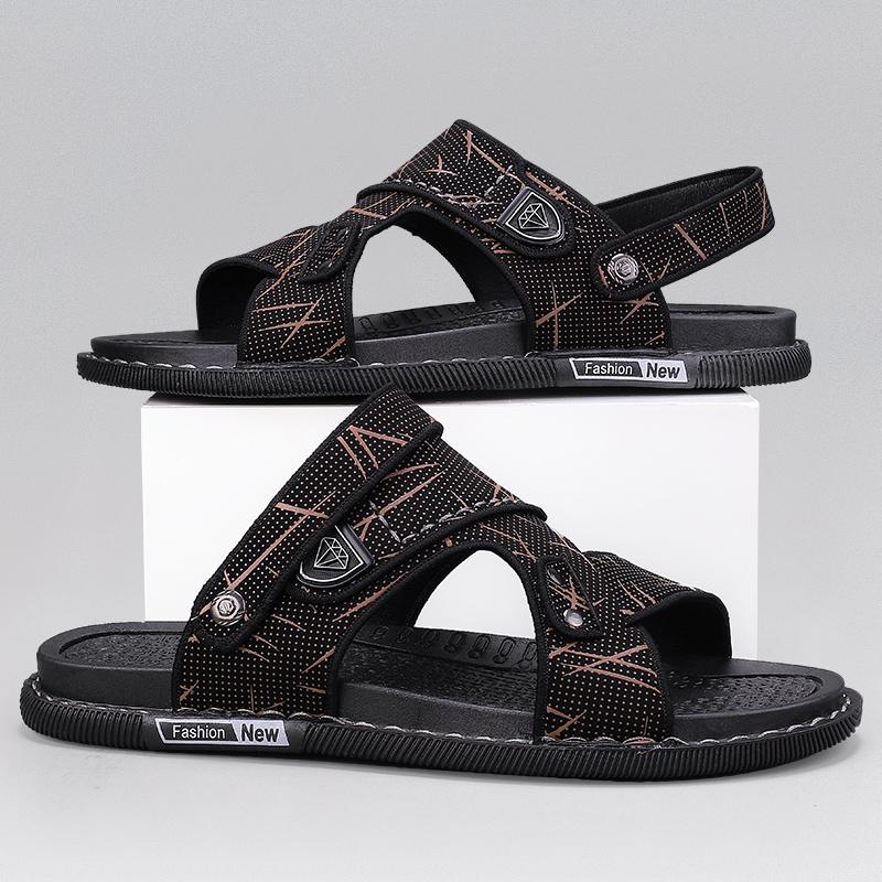 Модные мужские сандалии Модные летние новые шлепанцы Кожаные повседневные сандалии — фото 7