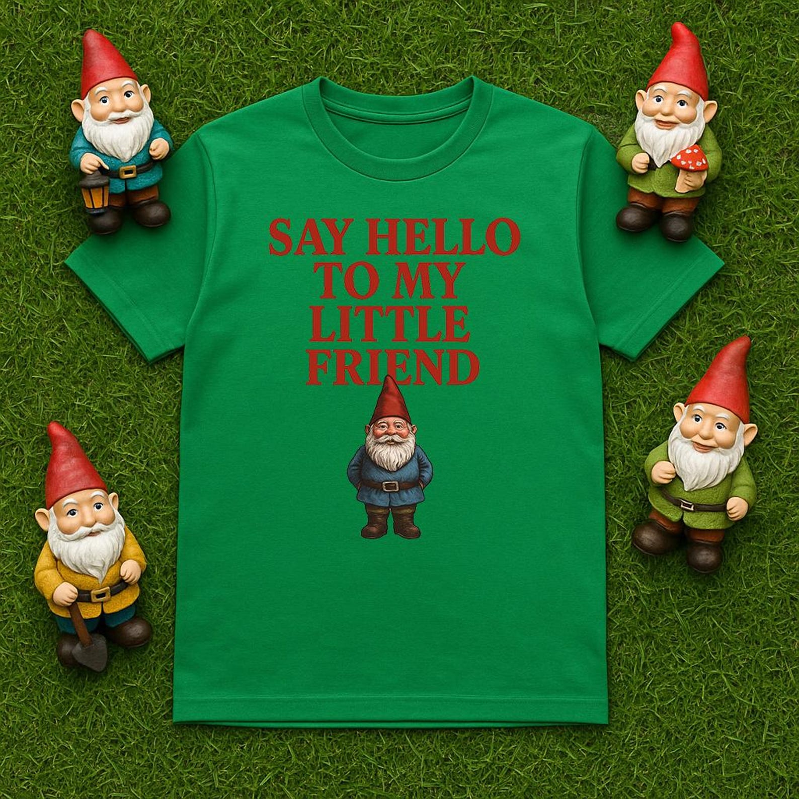 Say Hello To My Little Friend - Funny Garden Gnome For Christmas - Unisex T-Shirt 2XL