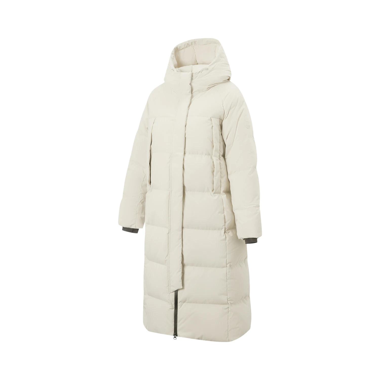 Li-Ning Solid Color Zipper Hooded Long Down Jacket Women outerwear AYMV366-3 S