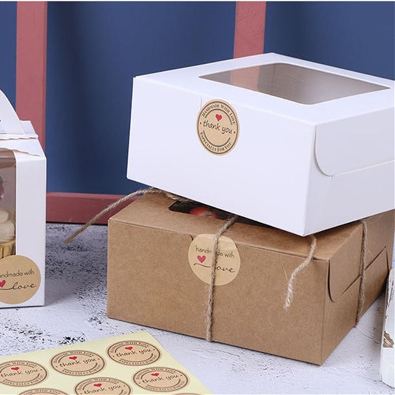 

60Pcs 3.8cm Round Kraft Thank You Stickers For Wedding Holiday Party Gift Baking Package Adhesive DIY Seal Labels 3.8x3.8cm