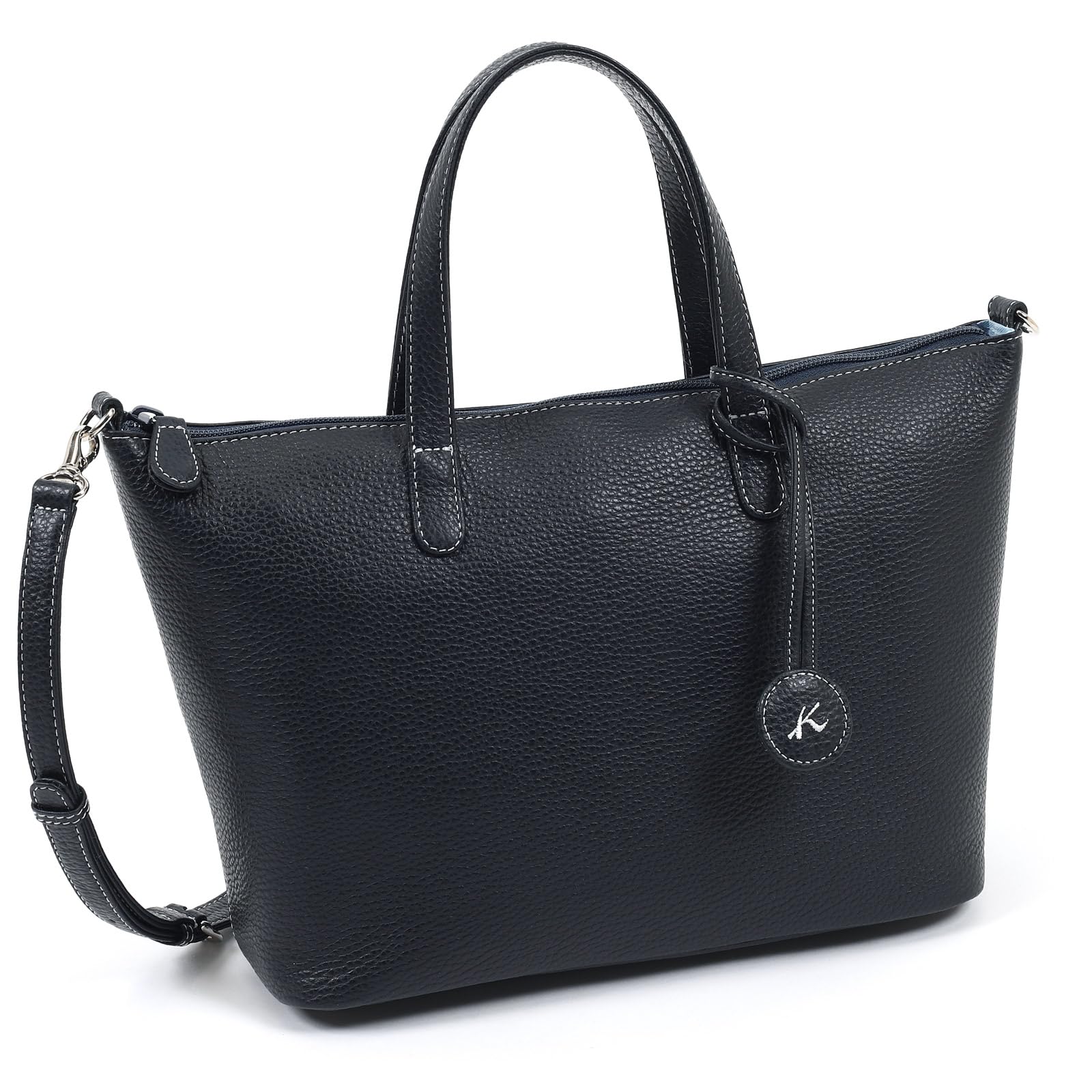 

handbag with shoulder strap Dark stitching 10901 [Kitamura] 2-way Y-1376 Women s blue/white [Navy]