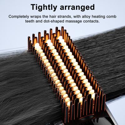 Cordless Hair Straightener Brush LCD Temperature Display Frizz Control Hair Straightening Comb USB Rechargeable Fast Heating Electric Hot Brush
