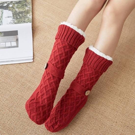 Winter Floor Socks Anti-Slip Fleece Lined House Socks Warm Slipper Socks with Grippers