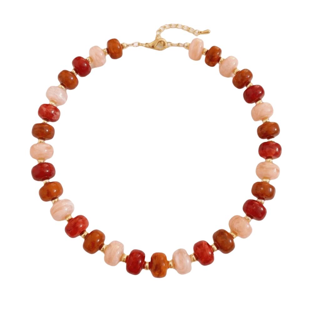 Gold Beads Colorful Resin Beads Necklace Acrylic Neck Accessory Ethnic Style Chain Necklace Party